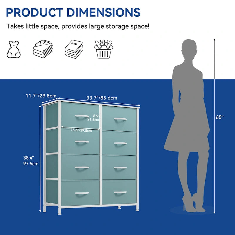 Modern 8-drawers Vertical Fabric Dresser Bedroom Storage Tower