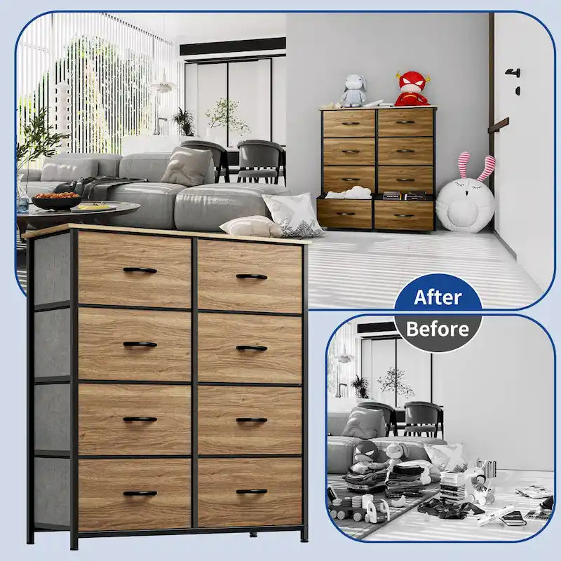 Modern 8-drawers Vertical Fabric Dresser Bedroom Storage Tower