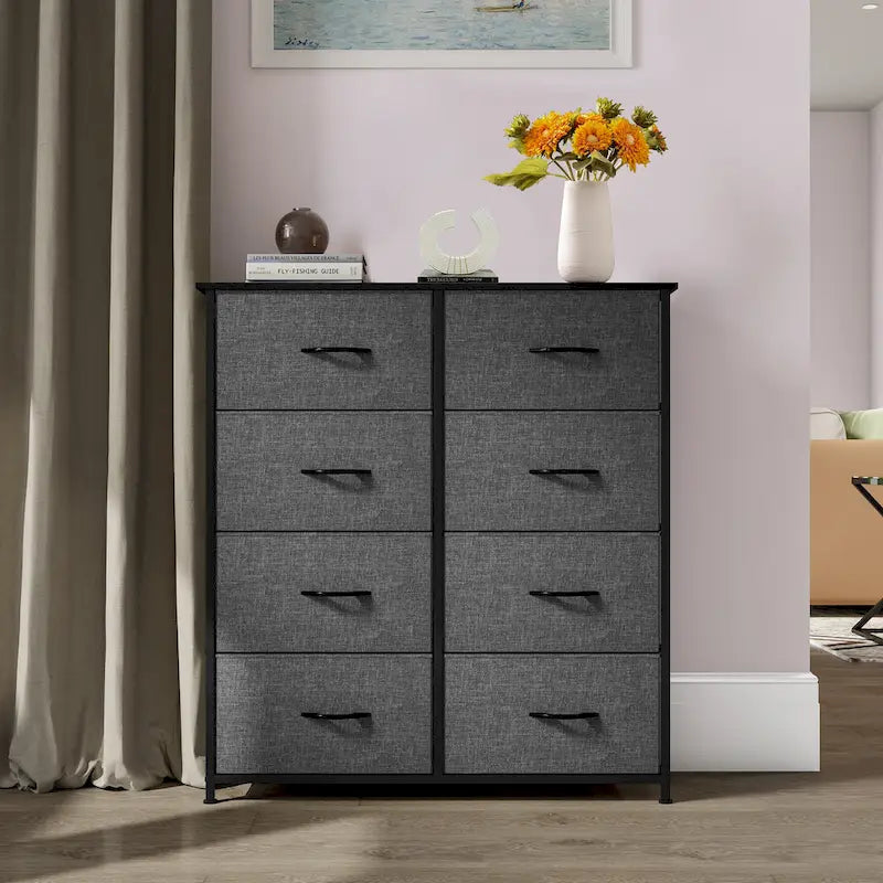 Modern 8-drawers Vertical Fabric Dresser Bedroom Storage Tower
