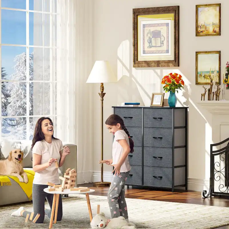 Modern 8-drawers Vertical Fabric Dresser Bedroom Storage Tower