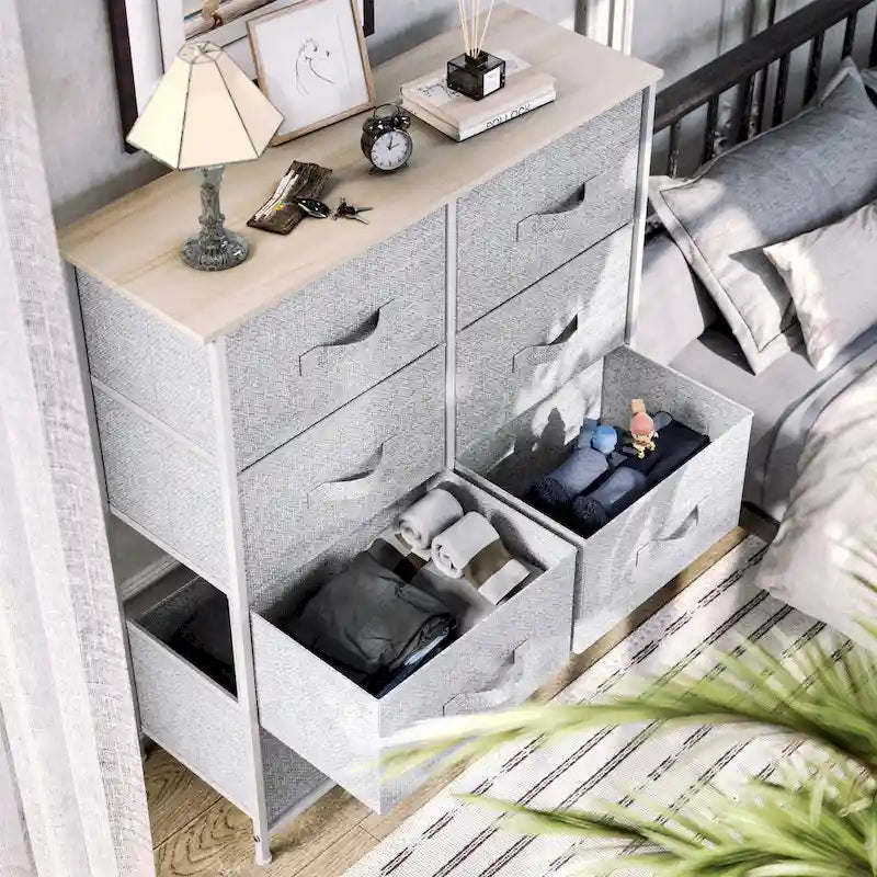 Modern 8-drawers Vertical Fabric Dresser Bedroom Storage Tower