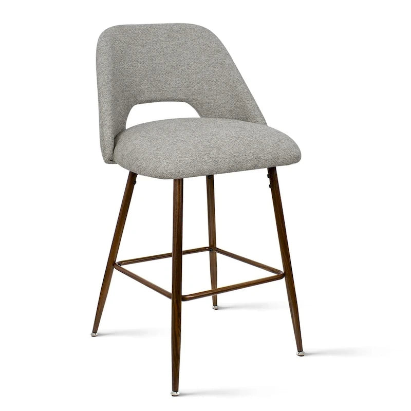 Upholstered Modern Bar Stool Walnut Leg (Set of 2)
