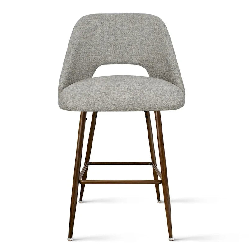 Upholstered Modern Bar Stool Walnut Leg (Set of 2)
