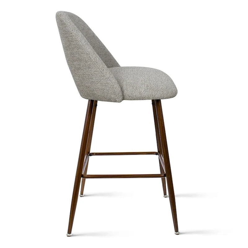 Upholstered Modern Bar Stool Walnut Leg (Set of 2)