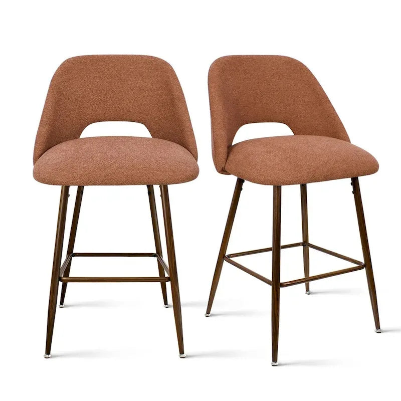 Upholstered Modern Bar Stool Walnut Leg (Set of 2)