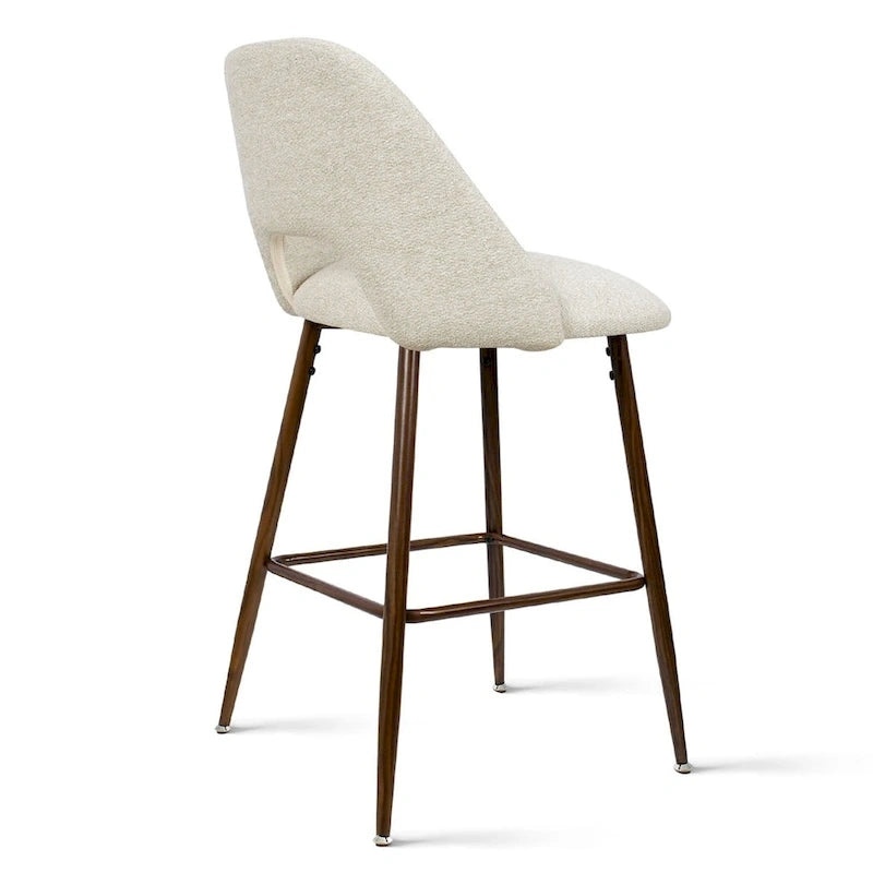 Upholstered Modern Bar Stool Walnut Leg (Set of 2)