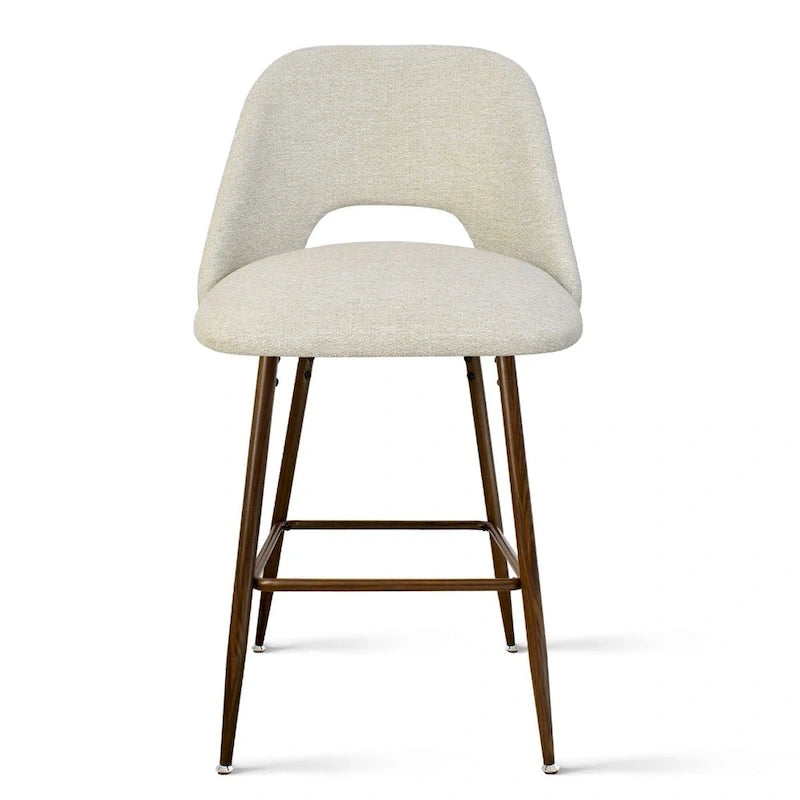 Upholstered Modern Bar Stool Walnut Leg (Set of 2)