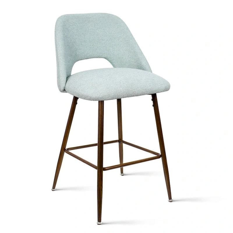 Upholstered Modern Bar Stool Walnut Leg (Set of 2)