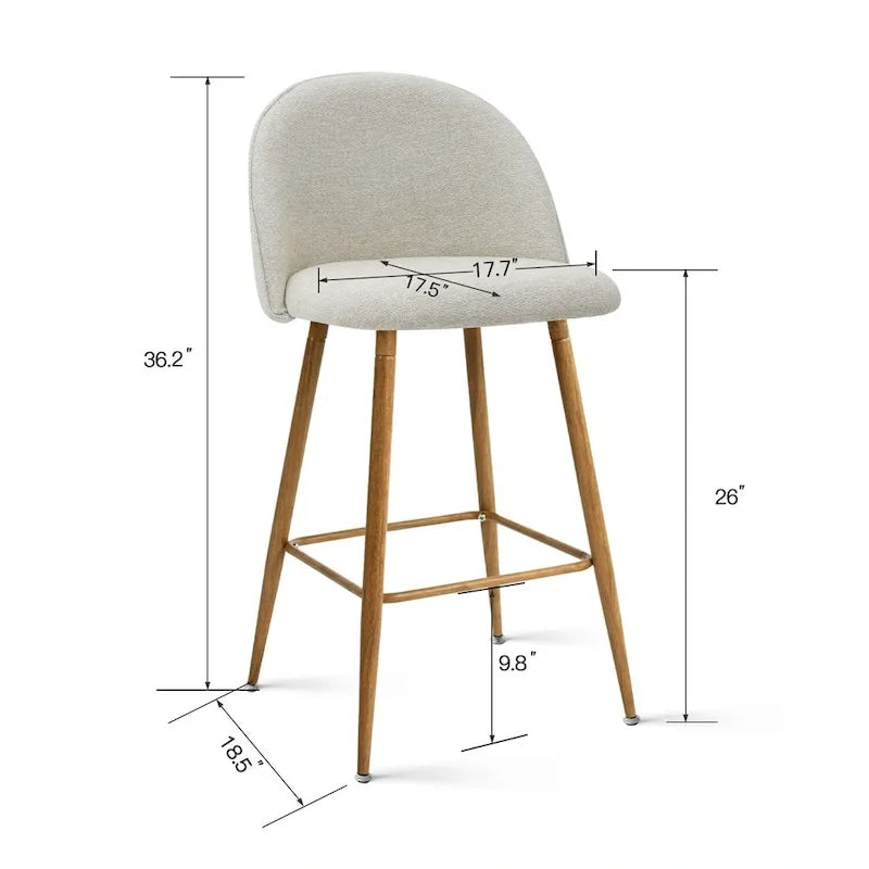 Upholstered 26 inch Counter Stool (Set of 2) - 37.6 x16.7 x16.7