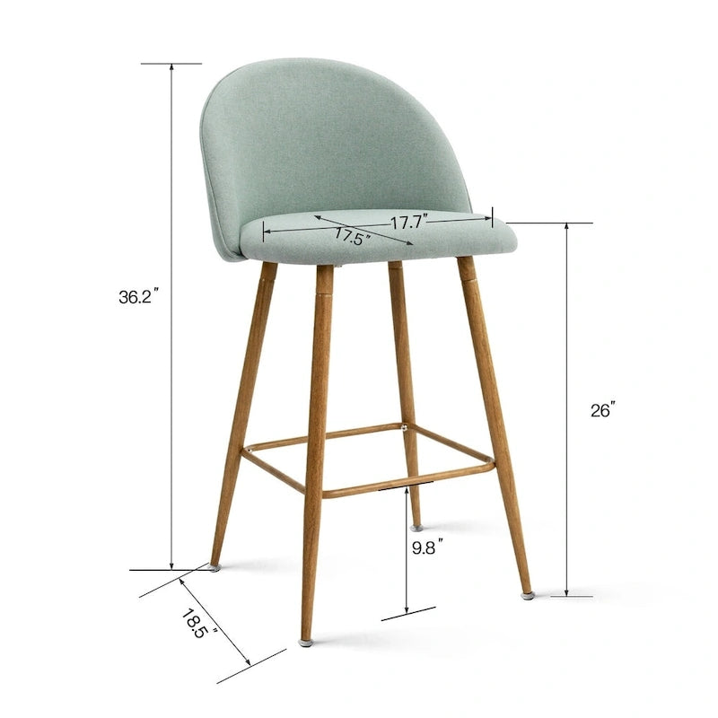 Upholstered 26 inch Counter Stool (Set of 2) - 37.6 x16.7 x16.7