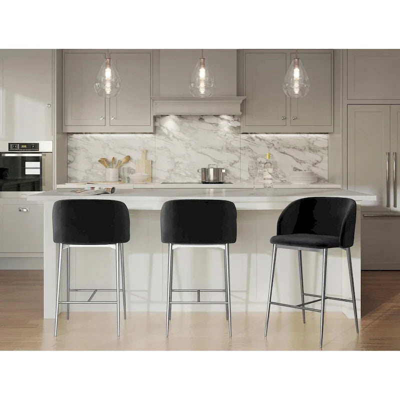 Silver Orchid Harding Velvet Counter Stool (Set of 2)
