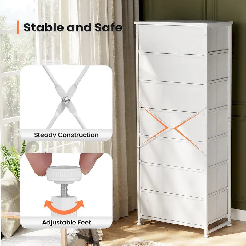 7 Drawers Chest Furniture Storage Tower Organizer Unit for Bedroom