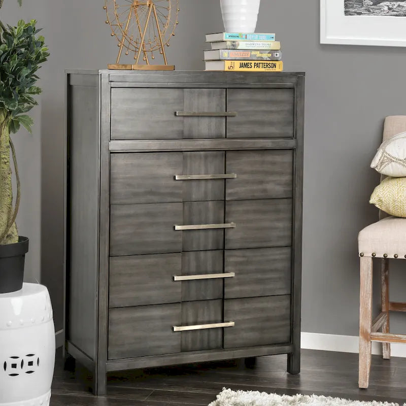 Tass Transitional Solid Wood 5-Drawer Chest by Furniture of America