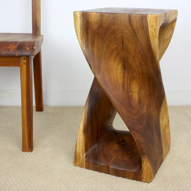 Haussmann Original Wood Twist Stool 12 X 12 X 23 In High Walnut Oil - 12  x 12  x 23