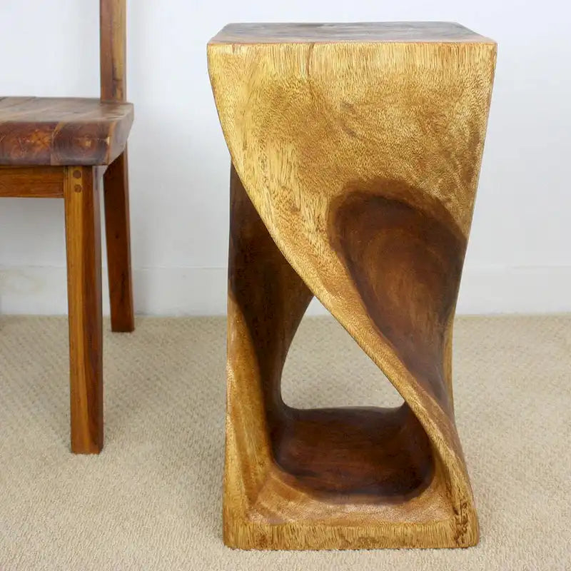 Haussmann Original Wood Twist Stool 12 X 12 X 23 In High Walnut Oil - 12  x 12  x 23