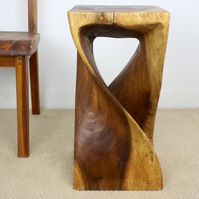 Haussmann Original Wood Twist Stool 12 X 12 X 23 In High Walnut Oil - 12  x 12  x 23