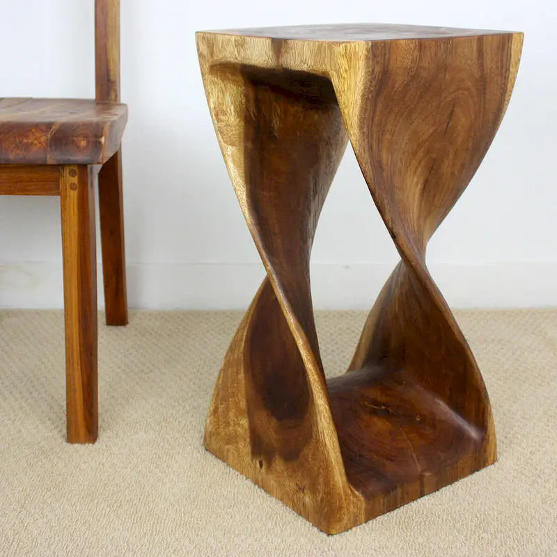 Haussmann Original Wood Twist Stool 12 X 12 X 23 In High Walnut Oil - 12  x 12  x 23