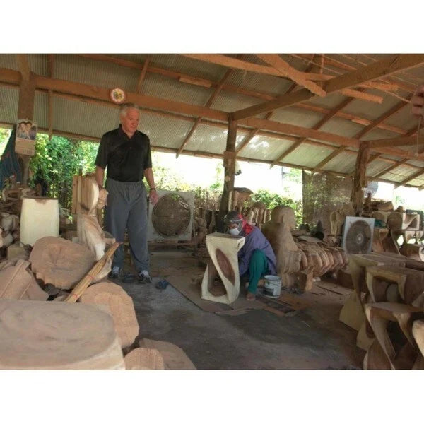 Haussmann Original Wood Twist Stool 12 X 12 X 23 In High Walnut Oil - 12  x 12  x 23