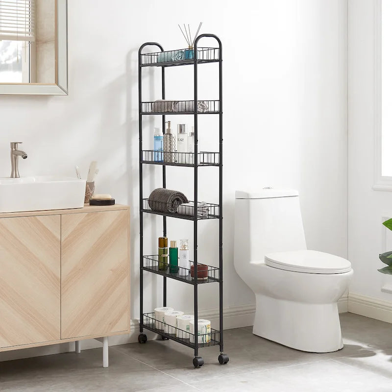 6-Layer Ultra-Thin Rolling Cart Storage Rack