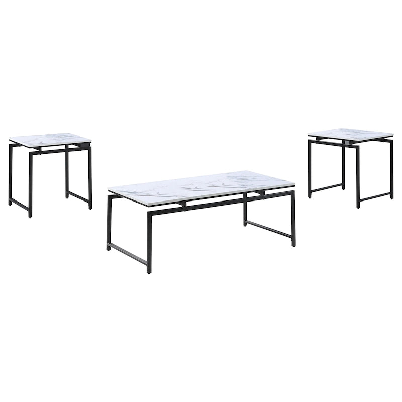 Clark 3-piece Faux Marble Top Coffee Table Set White Faux Marble