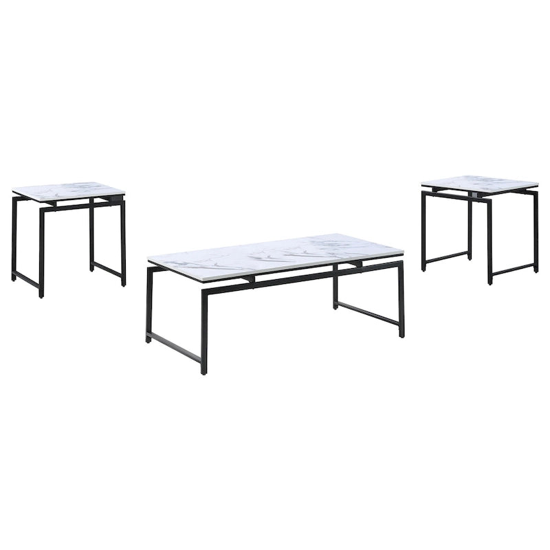 Clark 3-piece Faux Marble Top Coffee Table Set White Faux Marble