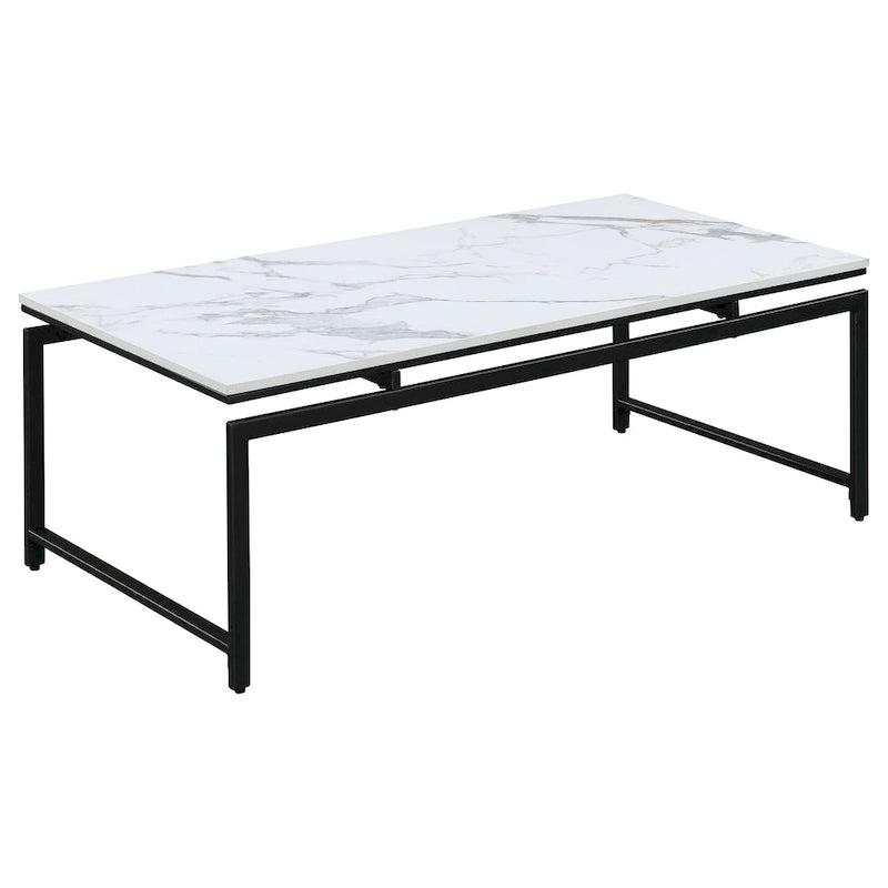 Clark 3-piece Faux Marble Top Coffee Table Set White Faux Marble
