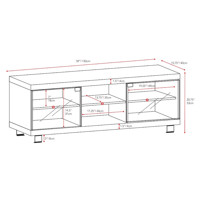 Holland TV Stand with Glass Doors, for TVs up to 75