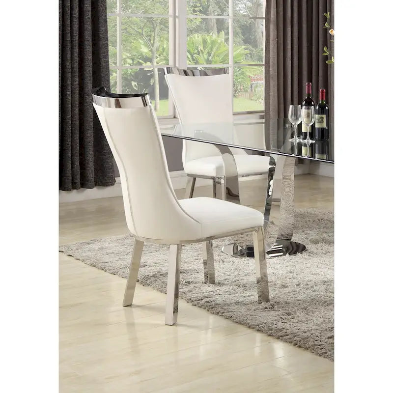 Somette Amelia Curved Back Dining Chair in White, Set of 2 - N/A