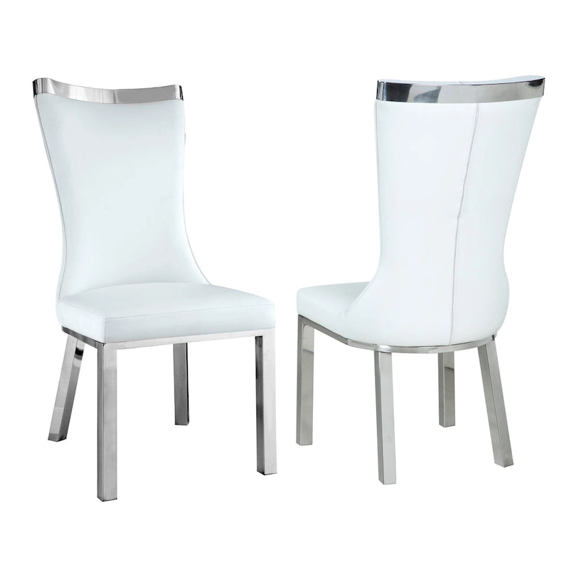 Somette Amelia Curved Back Dining Chair in White, Set of 2 - N/A