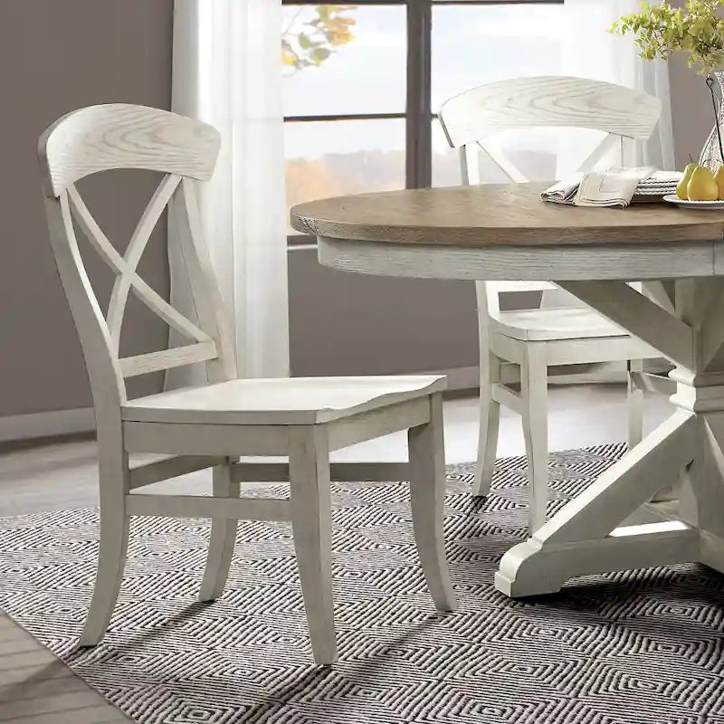 Roundhill Furniture Harola 5-Piece Dining Set, Round Pedestal Dining Table with 18  Leaf, 4 Side Chairs