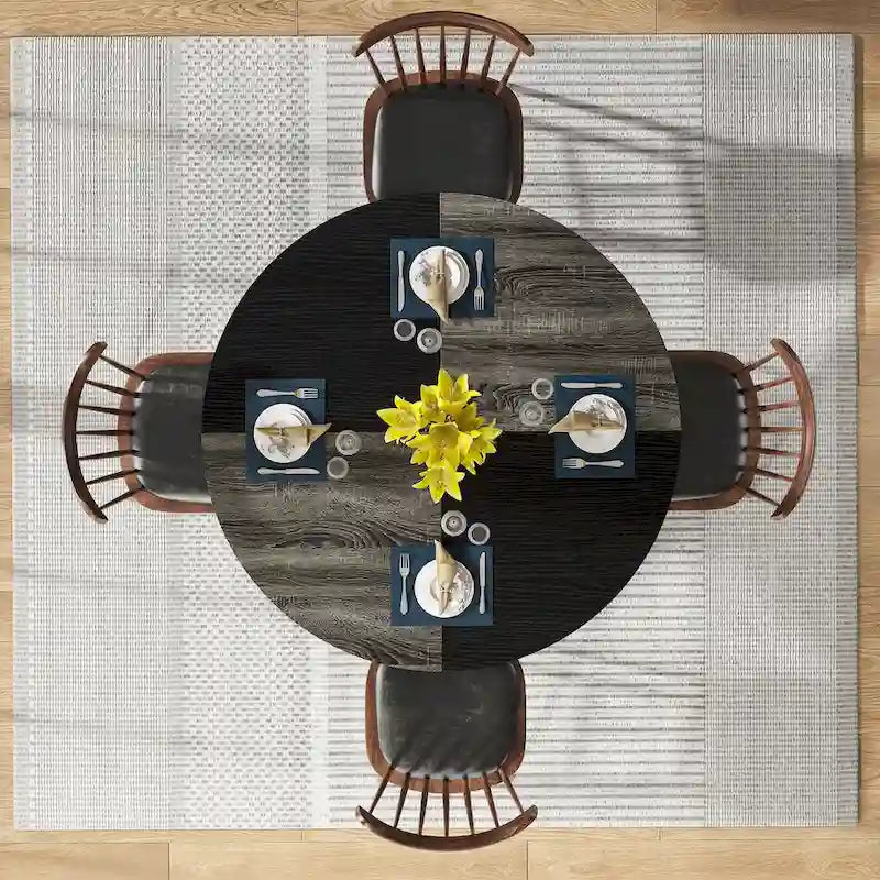 Round Dining Table for 4, 47 inch Kitchen Table Small Dinner Table with Storage Shelf