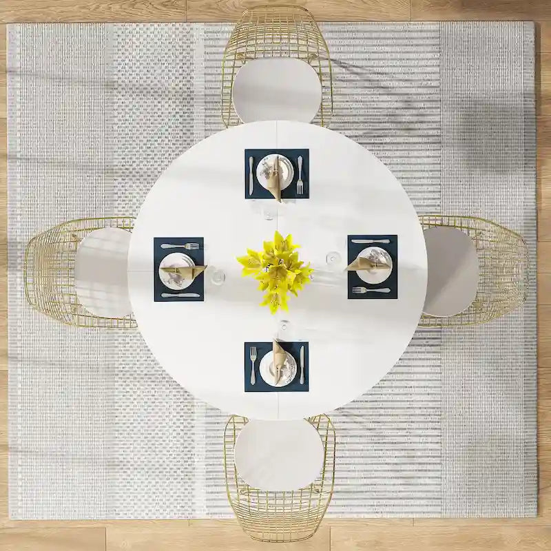 Round Dining Table for 4, 47 inch Kitchen Table Small Dinner Table with Storage Shelf