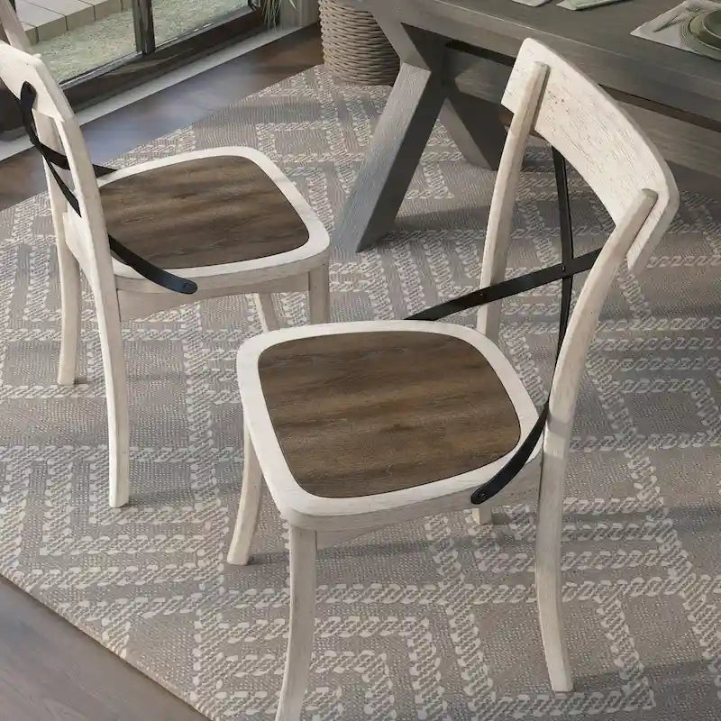 McFarlane Farmhouse Antique White Wood X-backed Chairs by Furniture of America (Set of 2)