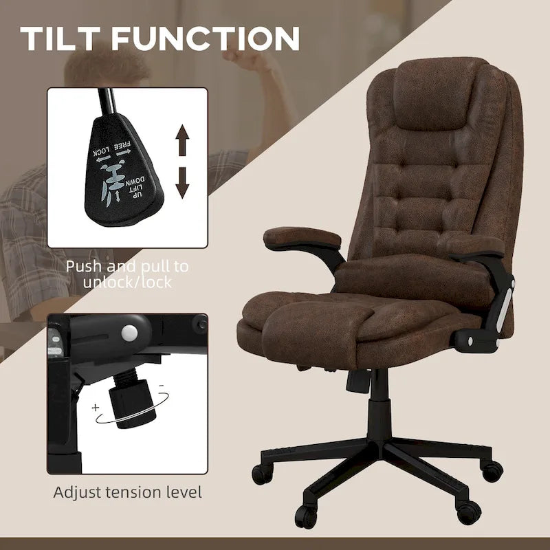 HOMCOM 6 Point Vibrating Massage Office Chair with Heat, Microfiber High Back Executive Office Chair with Reclining Backrest