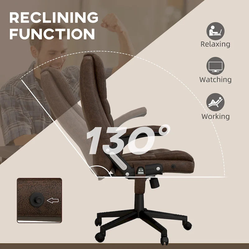 HOMCOM 6 Point Vibrating Massage Office Chair with Heat, Microfiber High Back Executive Office Chair with Reclining Backrest