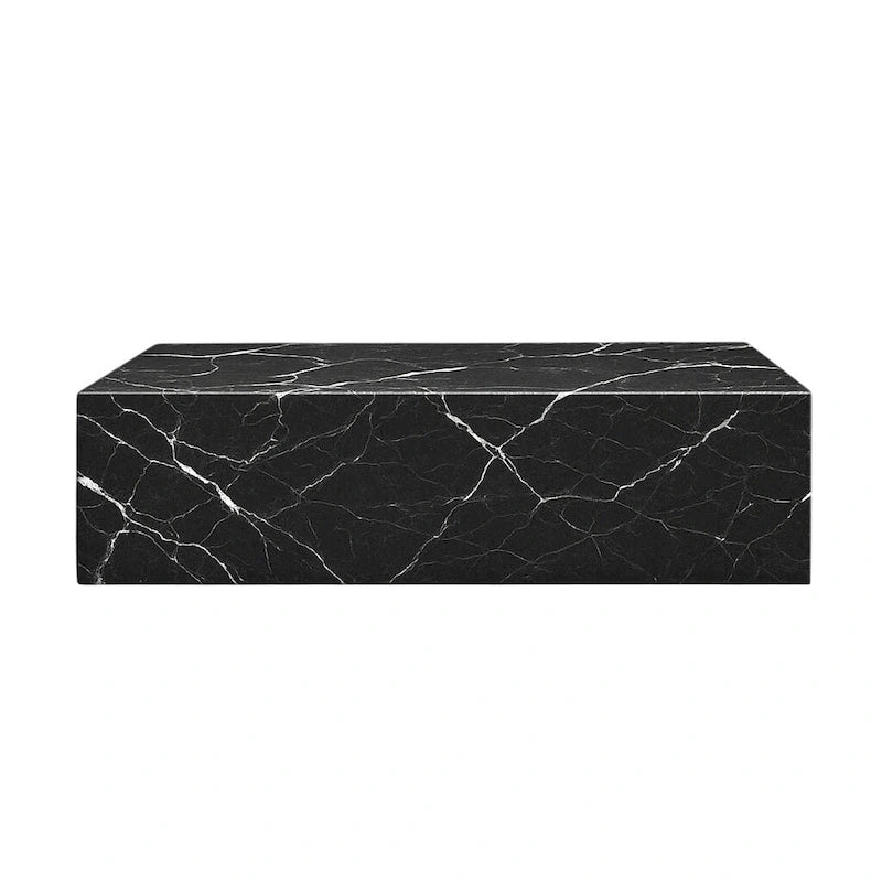 Genuine Marble Block Coffee Table - Black Marble
