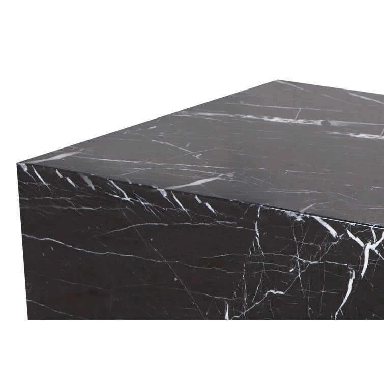 Genuine Marble Block Coffee Table - Black Marble