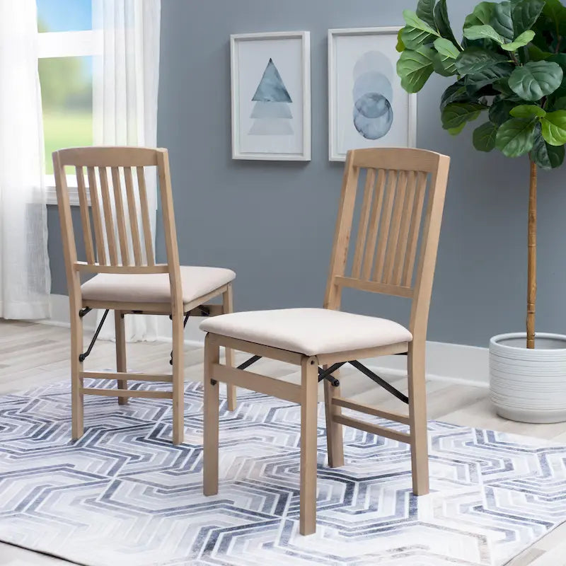 Lesvos Mission Grey Wash Wooden Folding Dining Chair (Set of 2)