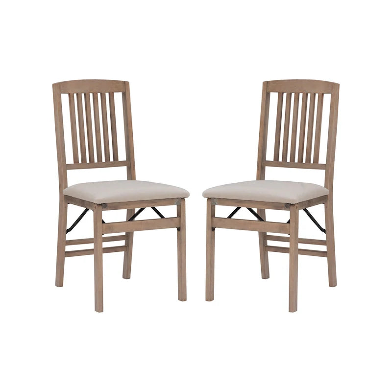 Lesvos Mission Grey Wash Wooden Folding Dining Chair (Set of 2)