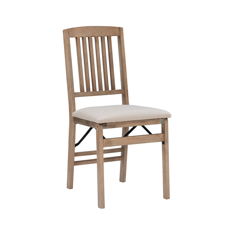 Lesvos Mission Grey Wash Wooden Folding Dining Chair (Set of 2)