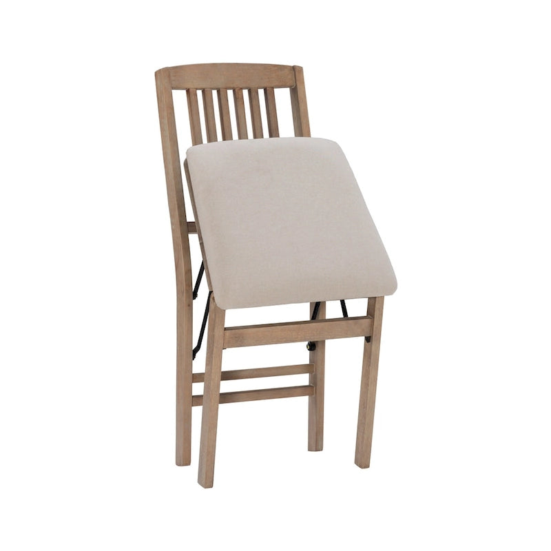 Lesvos Mission Grey Wash Wooden Folding Dining Chair (Set of 2)
