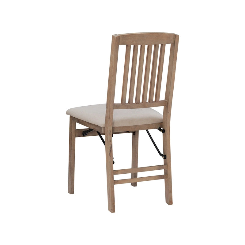 Lesvos Mission Grey Wash Wooden Folding Dining Chair (Set of 2)