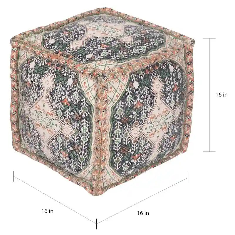 HERAT ORIENTAL Handmade Indo Cotton Pouf (India) - 16  x 16  x 16