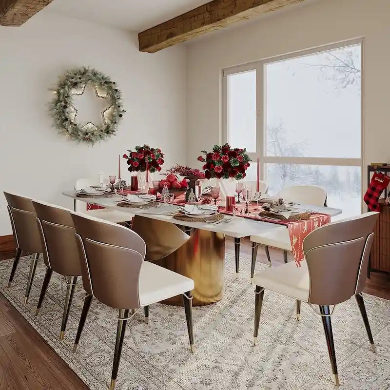 63 -94  Hobart Modern Dining Table with Rectangular Sintered Stone Tabletop and Carbon Steel Leg for 4-10