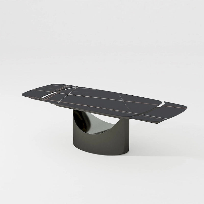 63 -94  Hobart Modern Dining Table with Rectangular Sintered Stone Tabletop and Carbon Steel Leg for 4-10