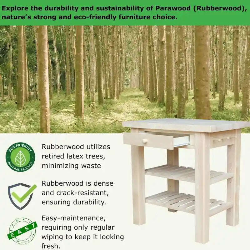 The Gray Barn Heavenly Winds Unfinished Solid Parawood Kitchen Island