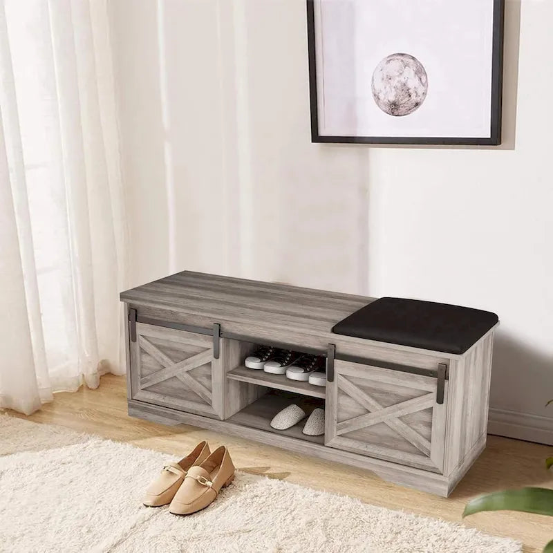 Farmhouse Bench Entryway with Cushion -47 Inch
