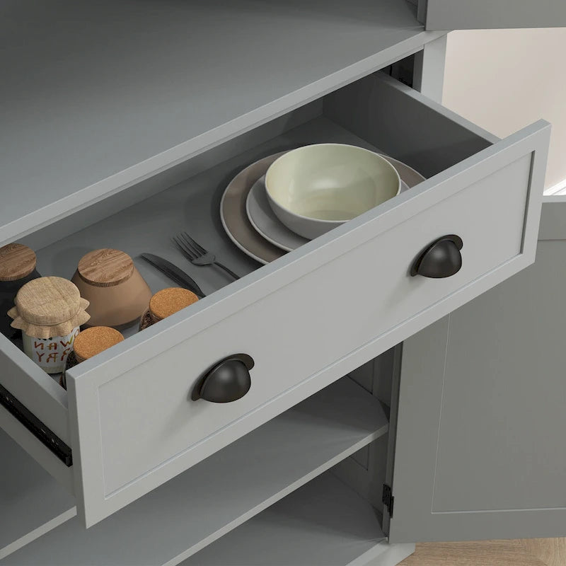 HOMCOM 72  Freestanding Kitchen Pantry Cabinet, Tall Storage Cabinet with 2 Door Cupboards, Drawer and Adjustable Shelves
