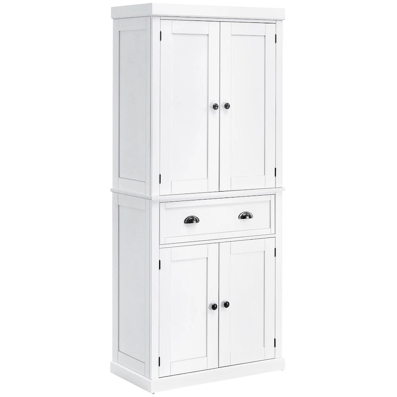 HOMCOM 72  Freestanding Kitchen Pantry Cabinet, Tall Storage Cabinet with 2 Door Cupboards, Drawer and Adjustable Shelves