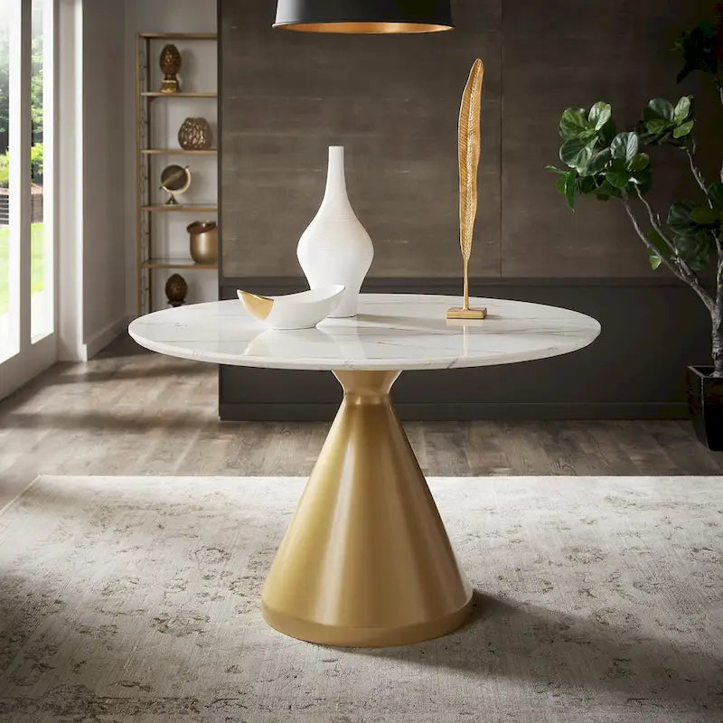 Darcy 46  Wide Faux Marble Round Dining Table by iNSPIRE Q Bold